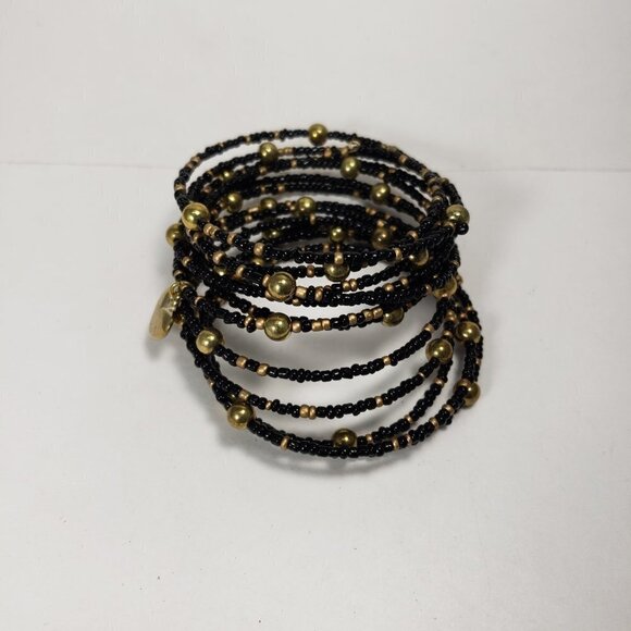 Black & Gold Beaded Wrap Bracelet – Multi-Strand with Gold Heart Charm, Jewelry - Picture 11 of 11